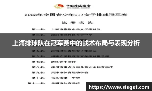 上海排球队在冠军赛中的战术布局与表现分析